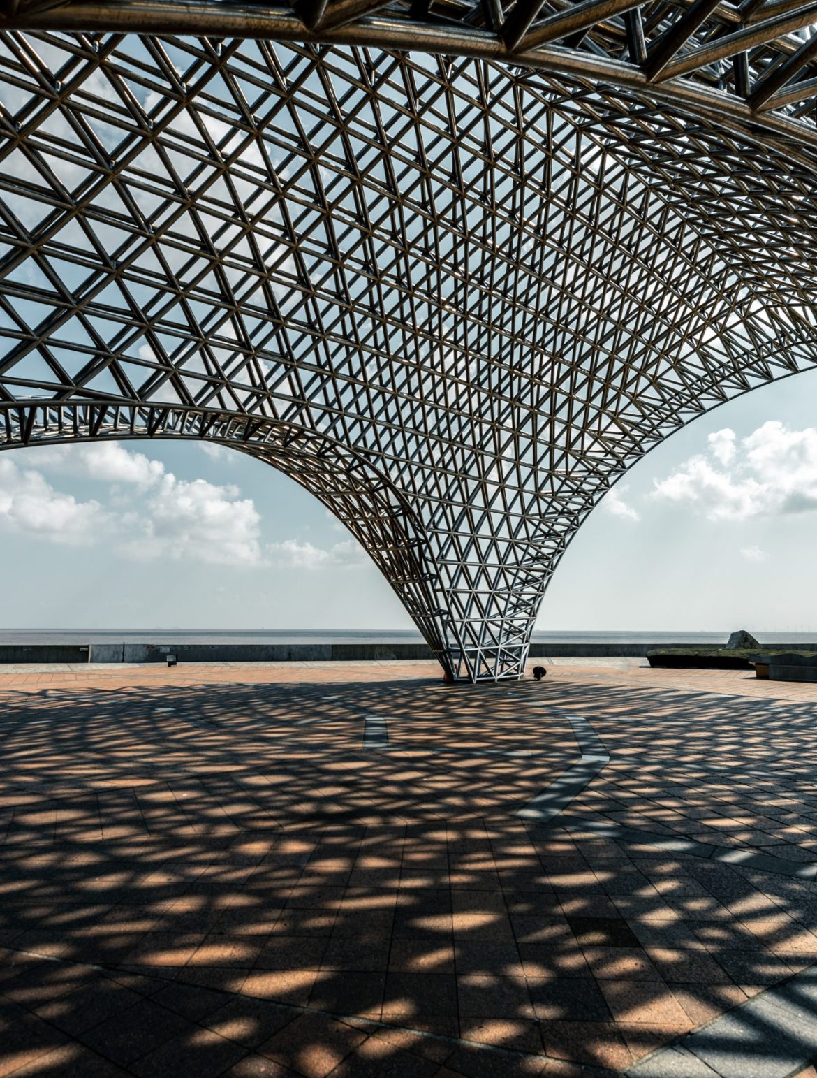 Steel frame structure in modern architecture